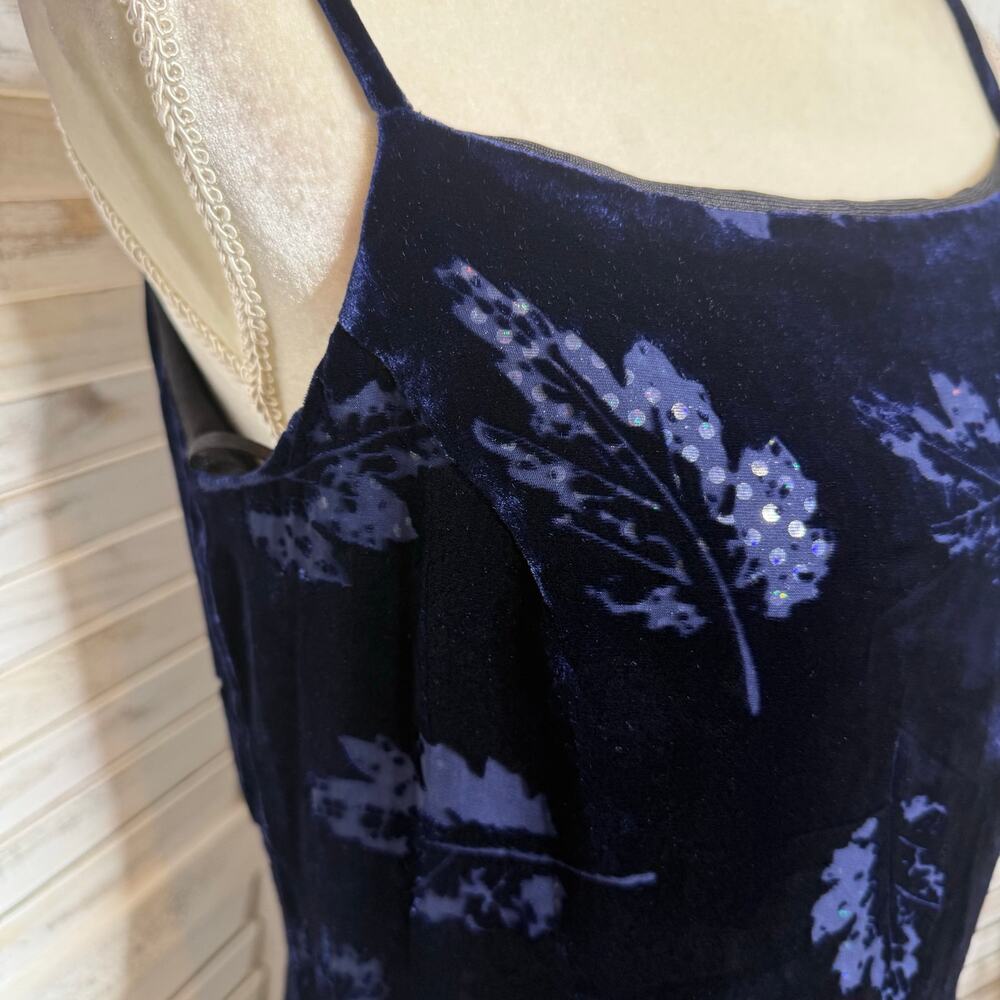 VTG REGGIO Women's Size 10 Silk Velvet Maxi Dress Sapphire Demure Cocktail Event - Picture 15 of 16